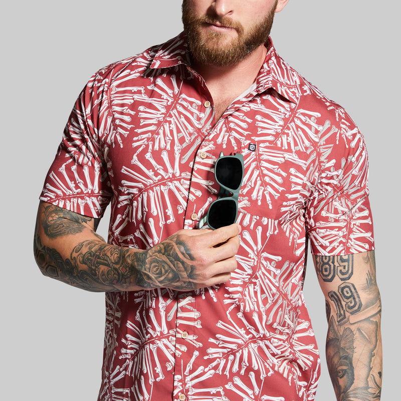 Voyager Button Up (Earth Red Bone Palm)