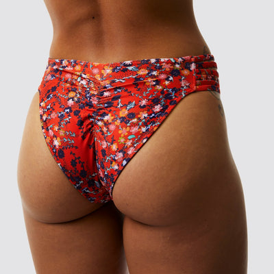 Tidal Bikini Bottom (Reversible Fiery Floral with Navy)