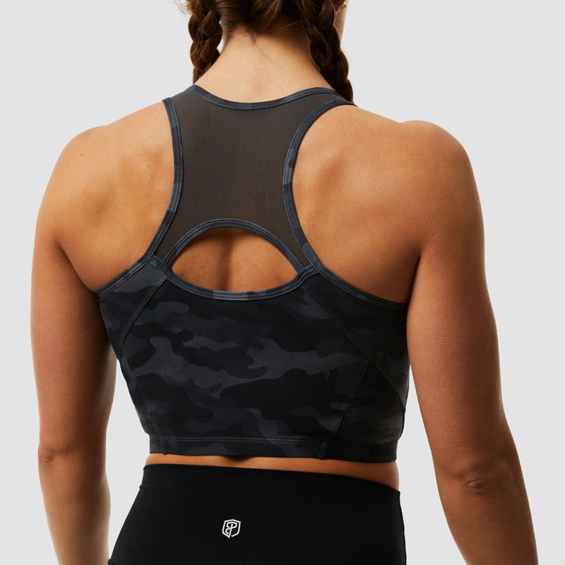 Meshed Up Cropped Sports Bra (Ash)