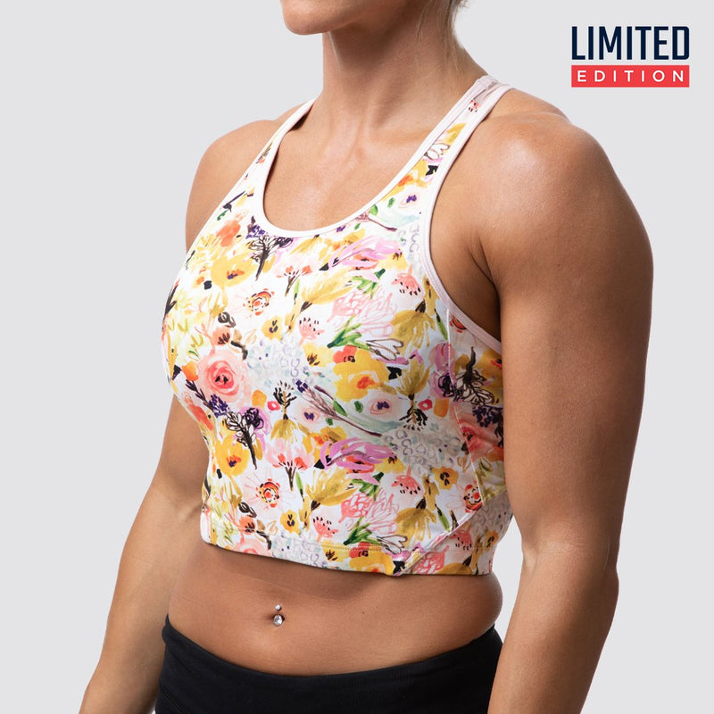 Meshed Up Cropped Sports Bra (Watercolor Fields)